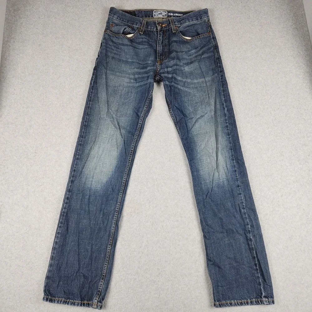 Signature by Levi Strauss & Co Jeans Mens 32x34 Blue Medium Wash Slim Straight